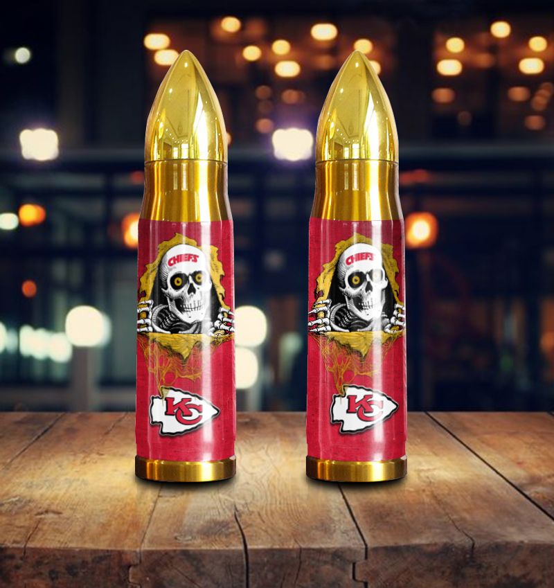 NFL Kansas City Chiefs Skull Pattern Limited Edition Bullet Tumbler NEW048210
